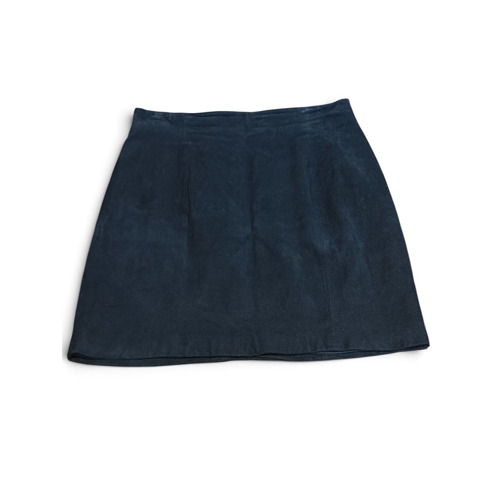 Wilsons Leather Vintage Black Suede Mini Skirt Womens Size 14 Back Zip Lined